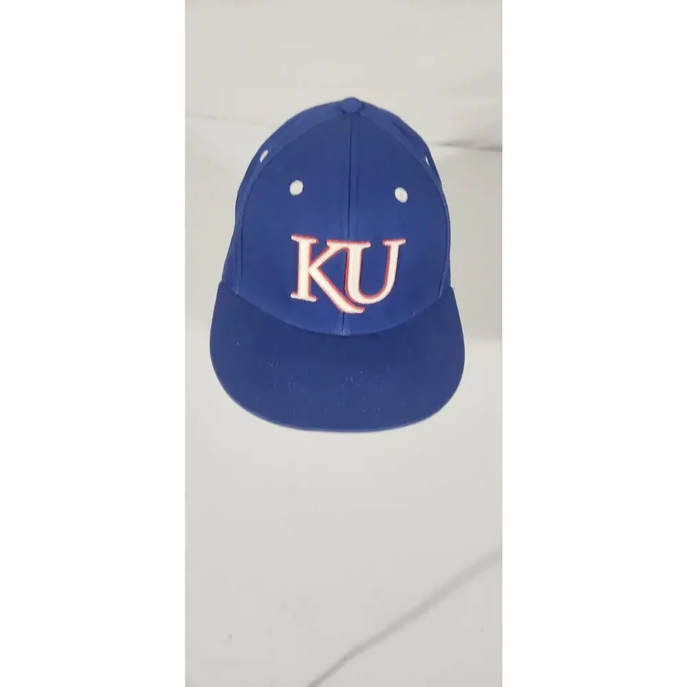 KANSAS JAYHAWKS adidas Hat Embroidered Flat Bill Cap Blue Snapback KU